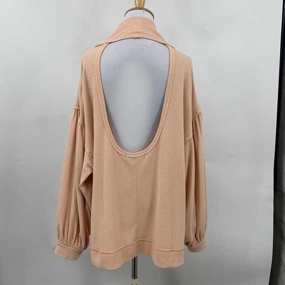 We The Free People Top Womens XS Extra Small Peach Winnie Turtleneck Oversized - Picture 6 of 15